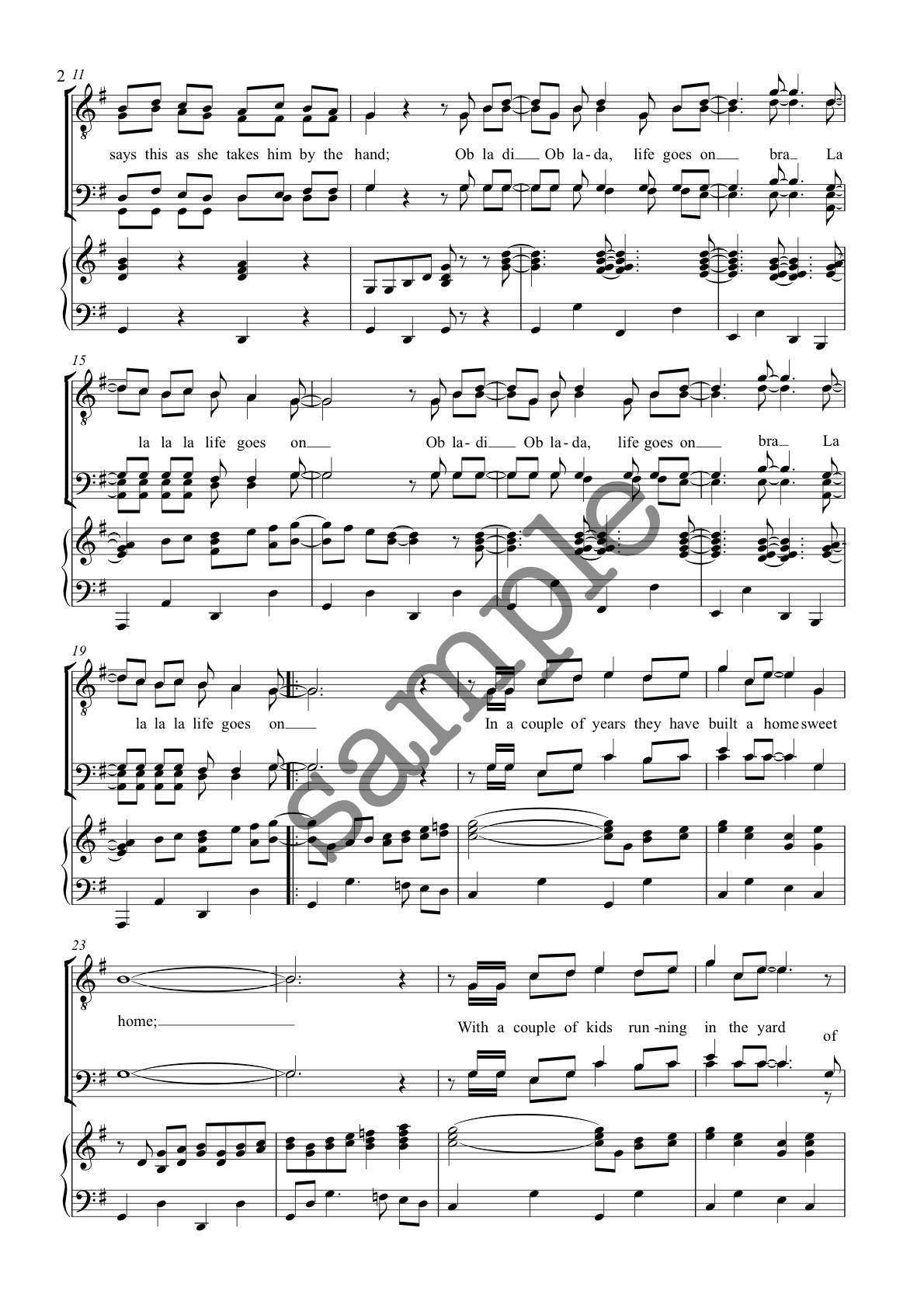 Ob-la-di Ob-la-da - Alan Simmons Music - Choral Sheet Music for Choirs ...