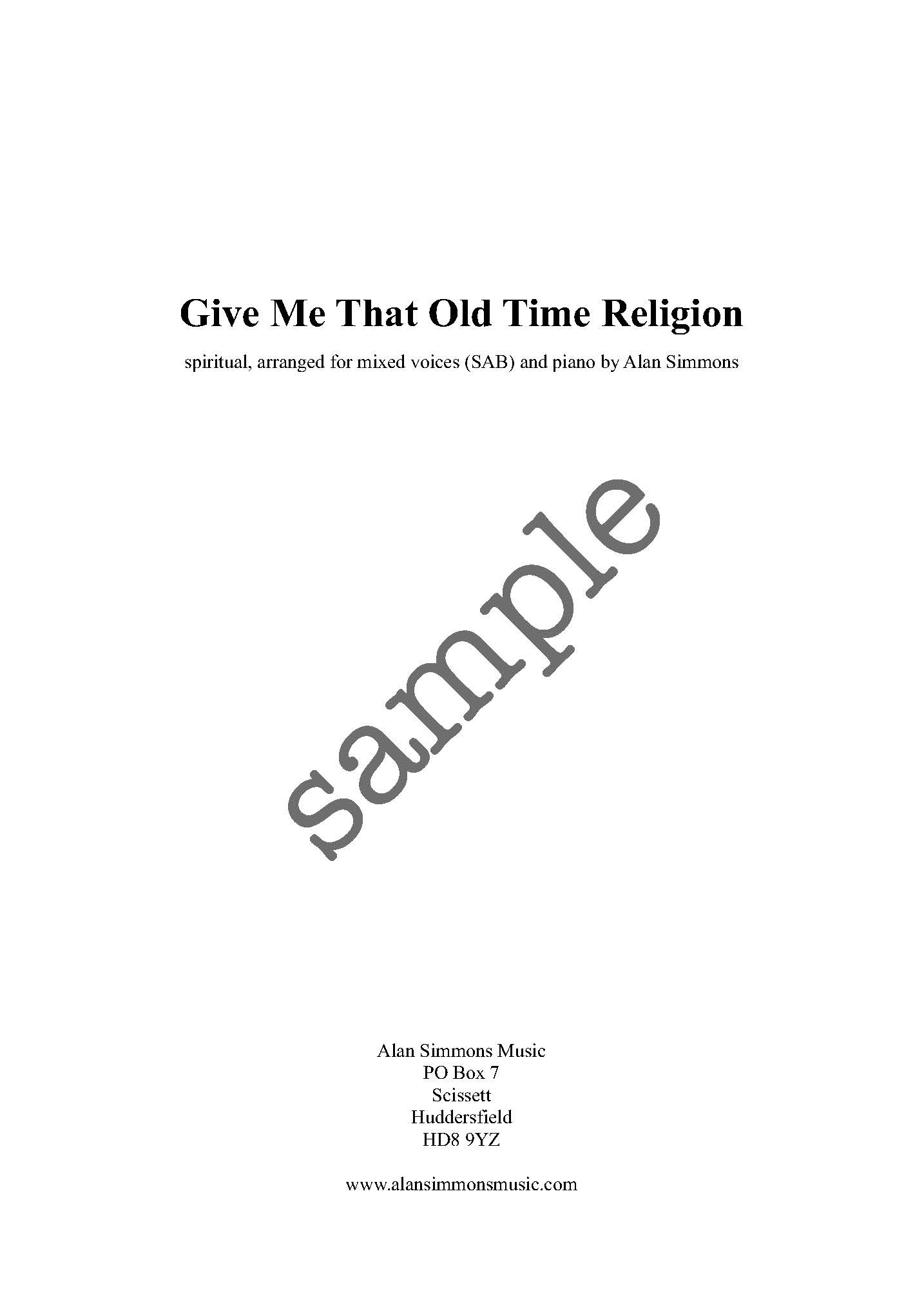 Give Me That Old Time Religion - Alan Simmons Music ...