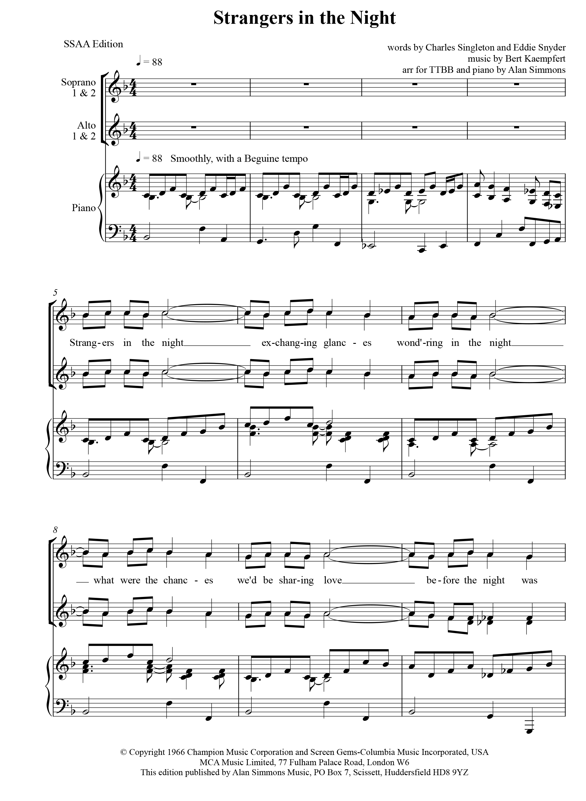 Strangers In The Night Sheet Music (Piano)